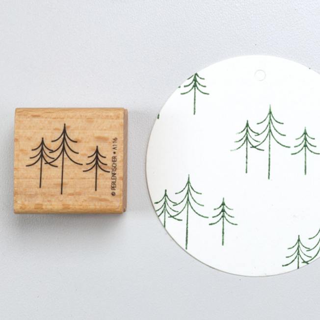 perlenfischer stempel tannenwald tannenbaeume wunderschoen-gemacht