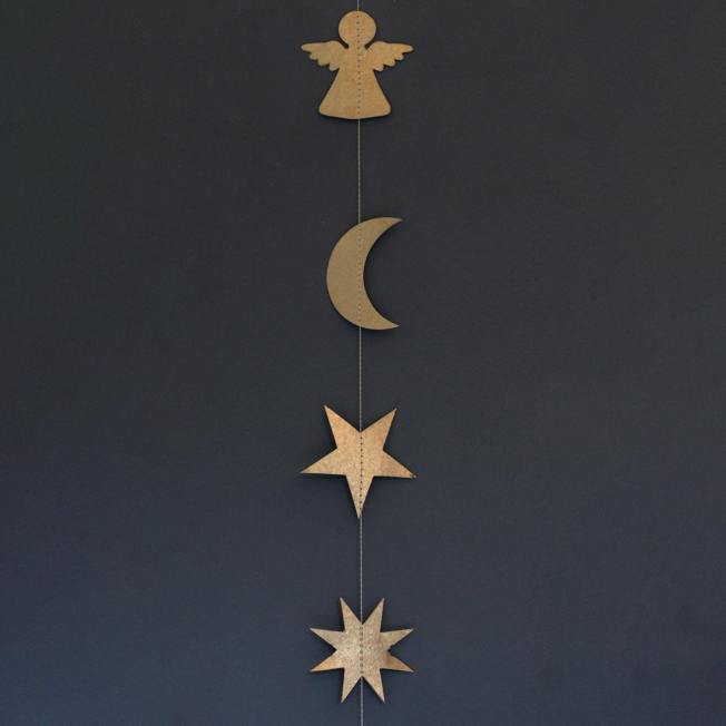 only natural girlande goldene engel sterne mond wunderschoen-gemacht