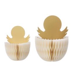 bungalow dk deko papier ostereier rosetten kueken honeycomb gelb wunderschoen-gemacht