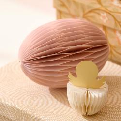 bungalow dk deko papier ostereier rosetten kueken honeycomb gelb wunderschoen-gemacht