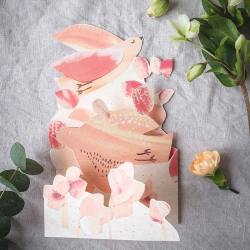 kaisu mari klappkarten leporello voegel rosa wunderschoen-gemacht