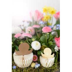 bungalow dk deko papier ostereier rosetten kueken honeycomb gelb wunderschoen-gemacht