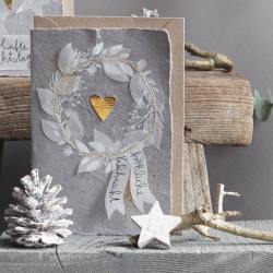good old friends weihnachtskarte winterpapierkunstkarte herzkranz wunderschoen-gemacht
