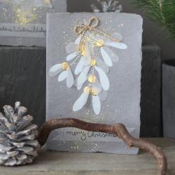 good old friends weihnachtskarte winterpapierkunstkarte mistelzweig wunderschoen-gemacht