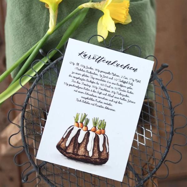 frollein luecke illustrierte karten karottenkuchen moehrenkuchen rezept  wunderschoen-gemacht