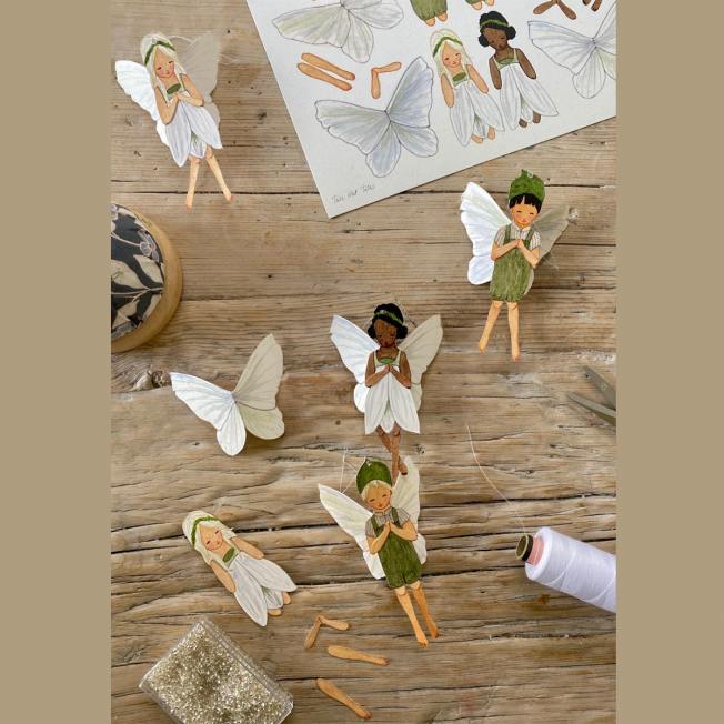 tall hat tales schneegloeckchen papier elfenkinder bastelbogen wunderschoen-gemacht