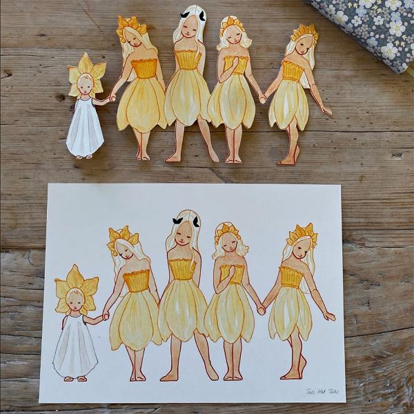 tall hat tales narzissen maedchen bastelbogen wunderschoen-gemacht