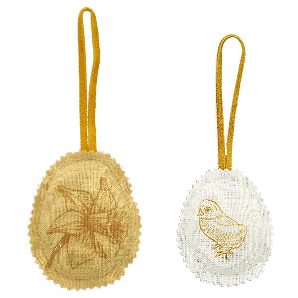 dorothee lehnen anhaenger leinen eier narzisse kueken ockergelbe wunderschoen-gemacht