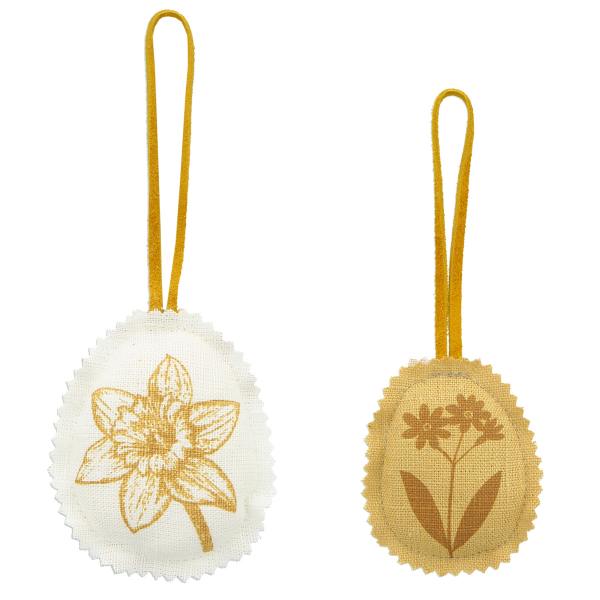 dorothee lehnen anhaenger leinen eier narzisse blumen ockergelbe wunderschoen-gemacht