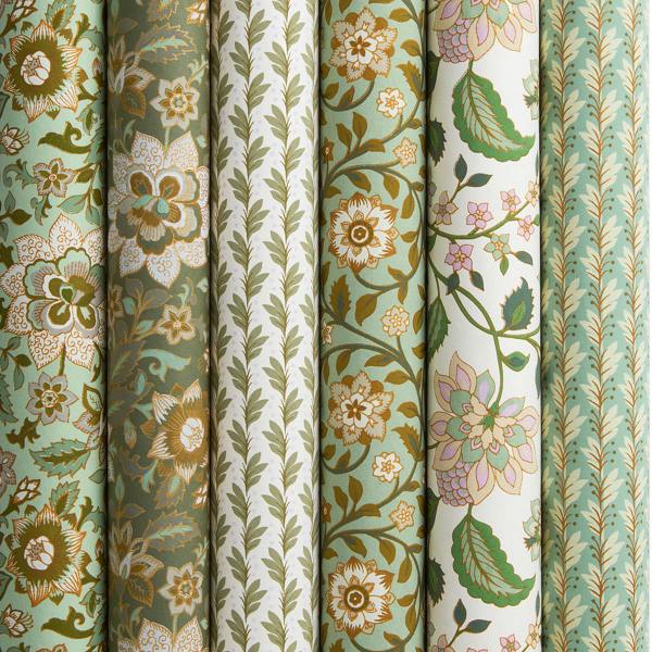 bungalow dk handgeschoepftes papier gruene goldene blumenmuster wunderschoen-gemacht