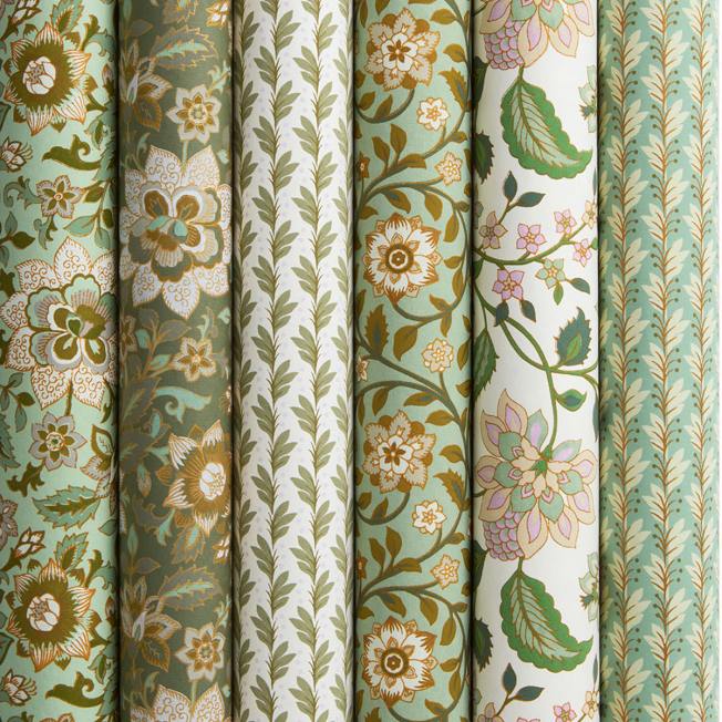 bungalow dk handgeschoepftes papier gruene goldene blumenmuster wunderschoen-gemacht