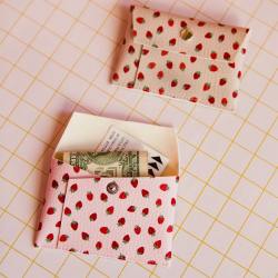 ecke geldbeutel wallet kartenetui rosa erdbeeren wunderschoen-gemacht
