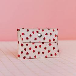 ecke geldbeutel wallet kartenetui nude erdbeeren wunderschoen-gemacht