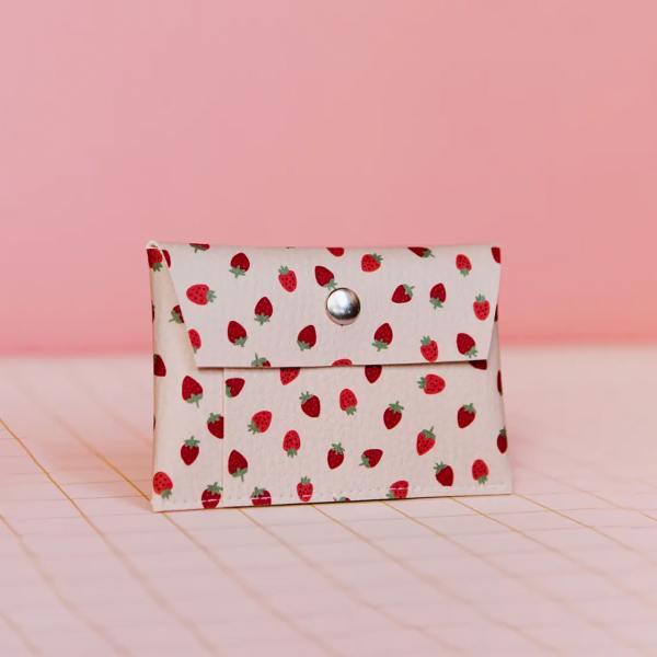 ecke geldbeutel wallet kartenetui nude erdbeeren wunderschoen-gemacht