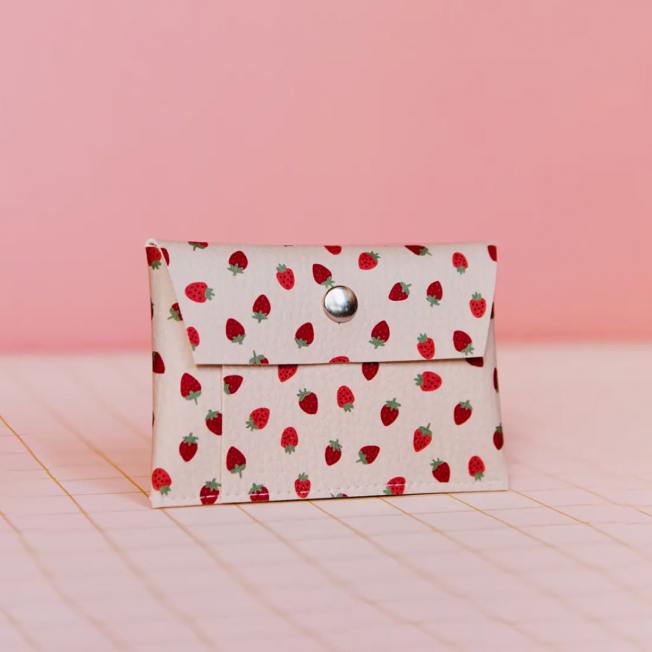 ecke geldbeutel wallet kartenetui nude erdbeeren wunderschoen-gemacht