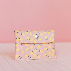 ecke geldbeutel wallet kartenetui rosa zitronen wunderschoen-gemacht