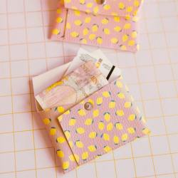 ecke geldbeutel wallet kartenetui rosa zitronen wunderschoen-gemacht