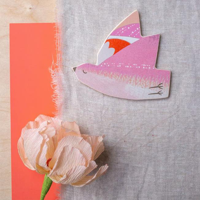 Kaisu Mari wandschmuck mini soulbird vogel hymy pinker wunderschoen-gemacht