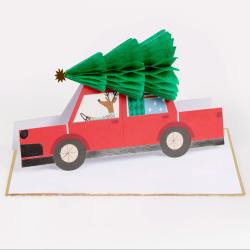 meri meri honeycomb karte weihnachtsbaum auto rentier wunderschoen-gemacht