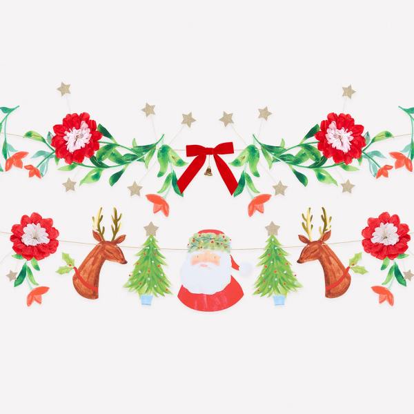meri meri weihnachtsgirlande weihnachtsmann rentiere blumen wunderschoen-gemacht