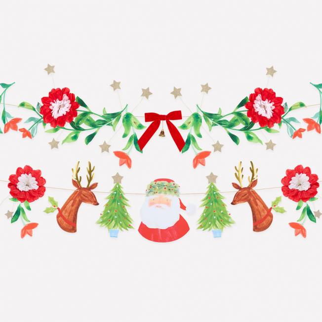 meri meri weihnachtsgirlande weihnachtsmann rentiere blumen wunderschoen-gemacht