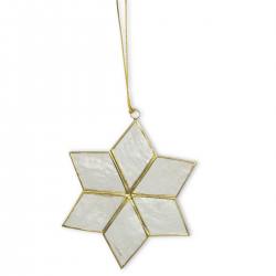 Kinta anhaenger capiz weisser stern schneeflocke golden wunderschoen-gemacht