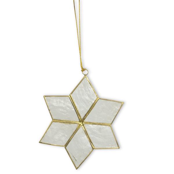 Kinta anhaenger capiz weisser stern schneeflocke golden wunderschoen-gemacht