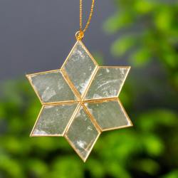 Kinta anhaenger capiz weisser stern schneeflocke golden wunderschoen-gemacht