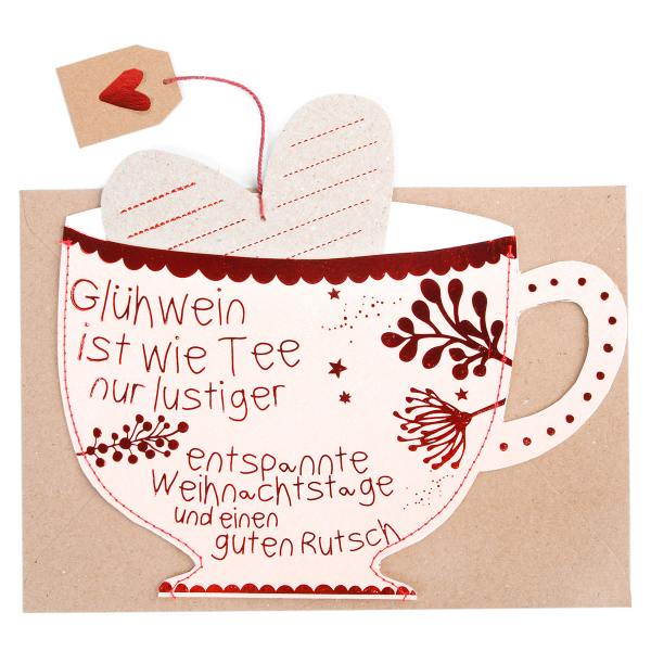 Good old friends teetassenkarten gluehwein herz teebeutel wunderschoen-gemacht