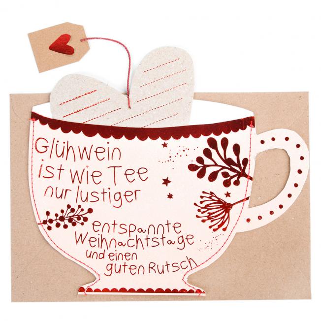Good old friends teetassenkarten gluehwein herz teebeutel wunderschoen-gemacht