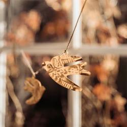 Strömshaga weihnachtsgirlande birds voegel vogel goldene brass wunderschoen-gemacht