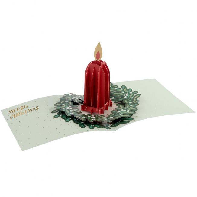 rico design pop-up karte mistelkranz rote kerze wunderschoen-gemacht