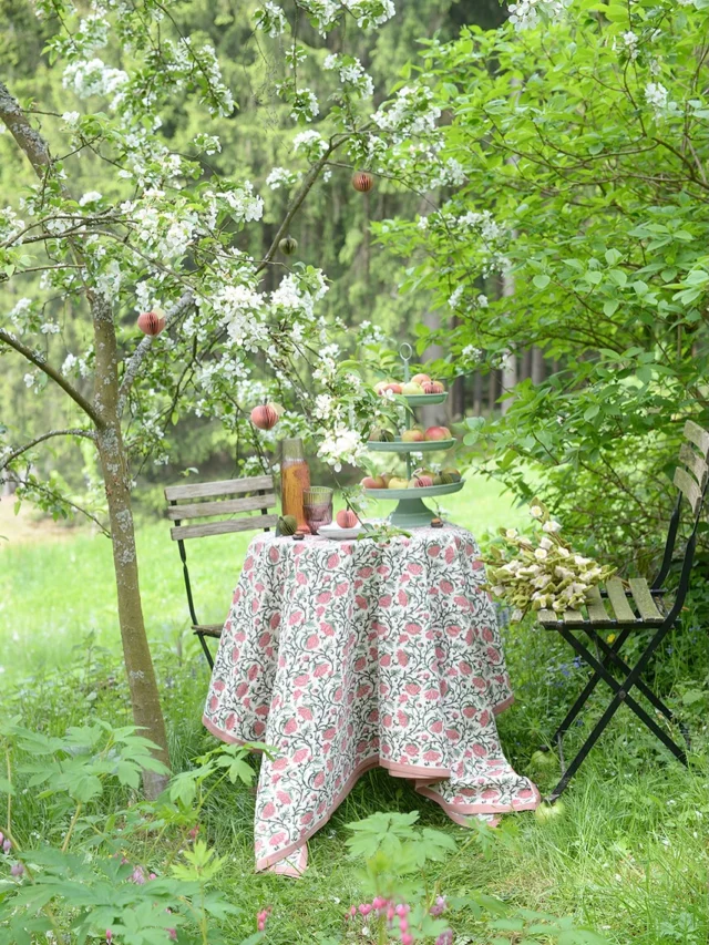 ….. gestern war schön! muttertagssause unterm duftenden apfelblütenbäumchen mit törtchen und sorbet bei bestem wetter! 
blütenkonfettiregen inklusive 🌸 

- alles eingedeckt auf schönster blockprint tischdecke von @bungalow.dk 
- von tochter gebackene, sehr köstliche apfelblütentörtchen 🍏 🌸😋
- blütenwolke
- emaille etagere von @bungalow.dk - passt immer mit allem!
- die süßesten #honeycomb äpfel @bungalow.dk 
- lassen sich auch prima in den baum hängen
- apfelsorbet im apfel serviert: lecker!
- more äpples
- gefilzte #apfelblüten von @gryandsif 

apfeldeko und frühsommerliche accessoires findet ihr im #wunderschoengemachtshop . link oben im profil 👆🏻